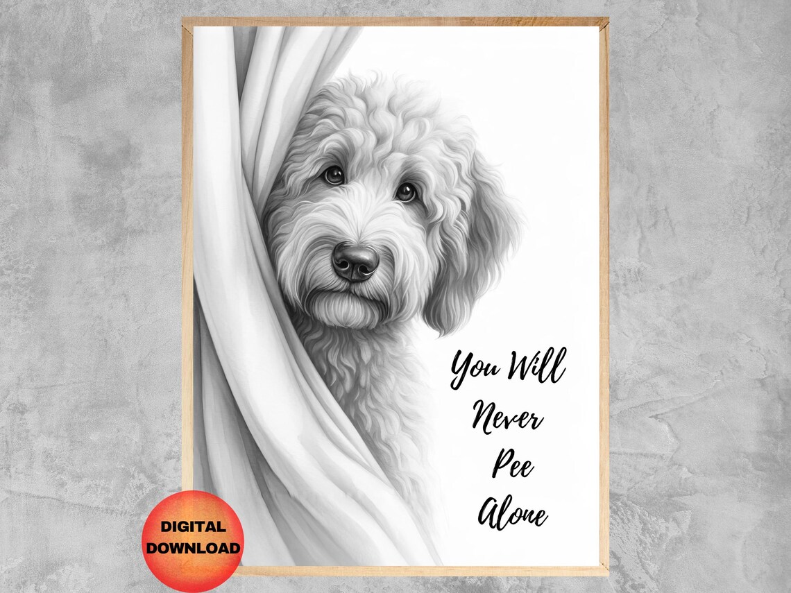 Goldendoodle Bathroom Print, Funny Dog Art Print