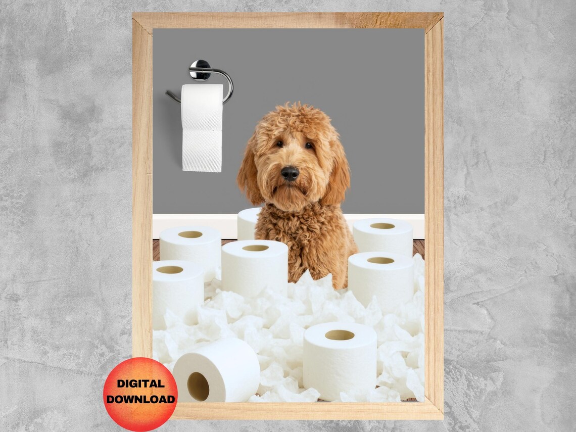 Funny Goldendoodle Toilet Paper Poster Print