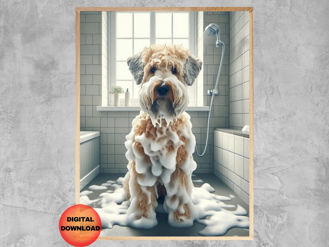 Wheaten Terrier Funny Bathroom Dog Owner Gift Poster