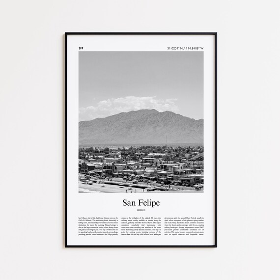 San Felipe Black And White Print Photo Poster Travel Gift Mexico Wall Art Minimal Home Decor