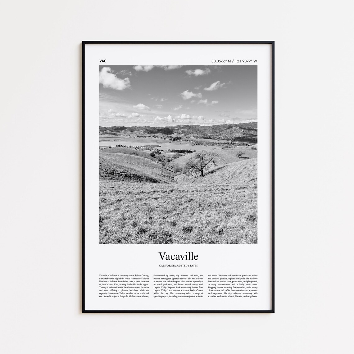 Vacaville California Rolling Hills Valley Photo Travel Poster