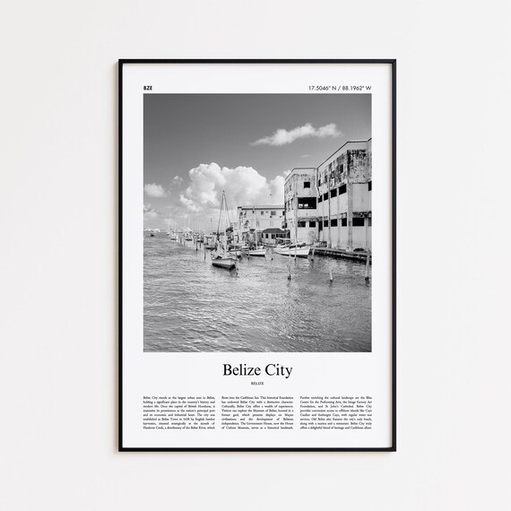 Belize City Black And White Print Photo Poster Travel Gift Wall Art Minimal Home Decor