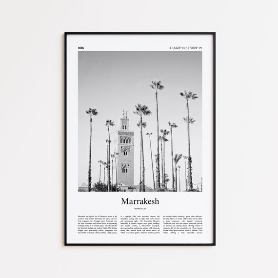 Marrakesh Black And White Print Photo Poster Travel Gift Morocco Wall Art Minimal Home Decor