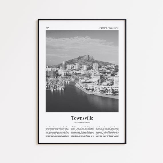 Townsville Black And White Print Photo Poster Travel Gift Queensland Australia Wall Art