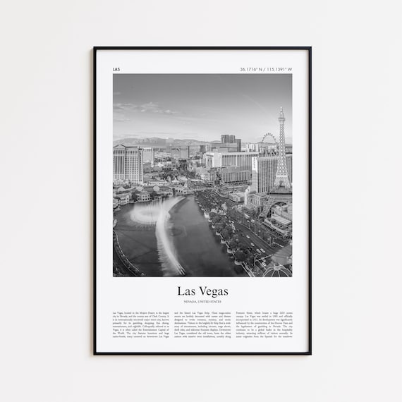 Las Vegas Nevada Black And White Strip Skyline Photography Poster