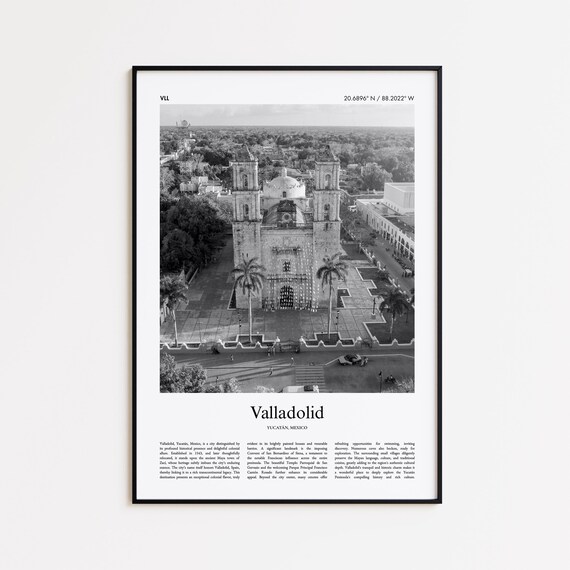 Valladolid Black And White Print Photo Poster Travel Gift Yucatn Mexico Wall Art Home Decor