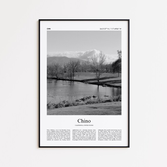 Chino California Black And White Lake Reflection Photo Poster