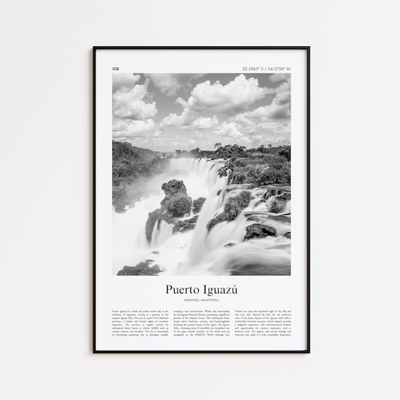 Puerto Iguazú Argentina Black And White Waterfalls Photo Poster
