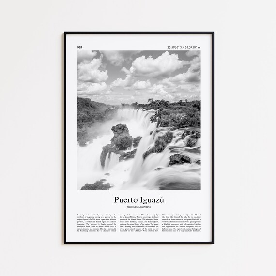 Puerto Iguazu Black And White Print Photo Poster Travel Gift Misiones Argentina Wall Art