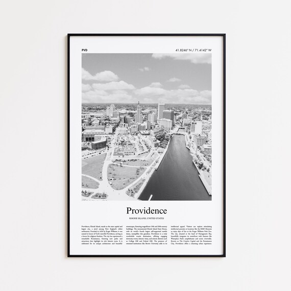 Providence Rhode Island Black And White Photo Poster With Coordinates