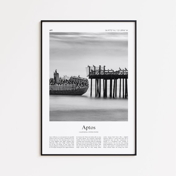 Aptos California Black And White Photo Poster Concrete Ship Pier View