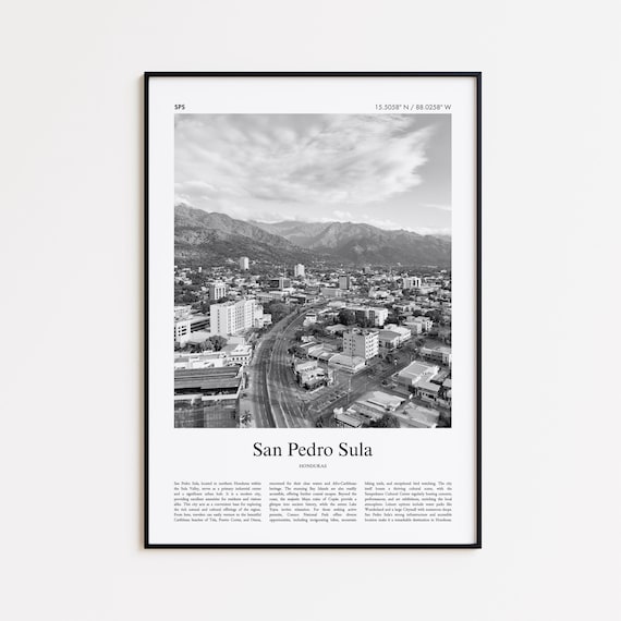 San Pedro Sula Black And White Print Photo Poster Travel Gift Honduras Wall Art