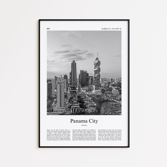 Panama City Black And White Print Photo Poster Travel Gift Wall Art Minimal Home Decor