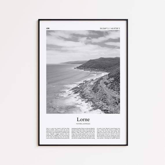 Lorne Black And White Print Photo Poster Travel Gift Victoria Australia Wall Art Minimal Home Decor