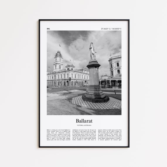 Ballarat Black And White Print Photo Poster Travel Gift Victoria Australia Wall Art Modern
