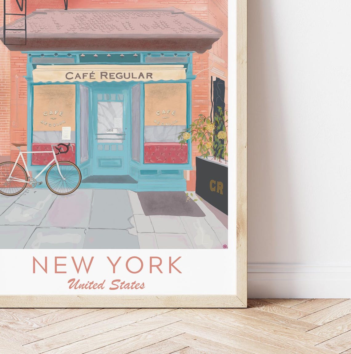 New York Cafe Illustration New York Coffeeshop Print Brooklyn Poster New York Print Greenwich Village Art New York City Wall Art - Image 4