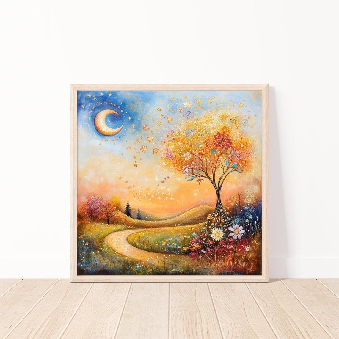 Whimsical Night Sky, Enchanted Forest Art Print