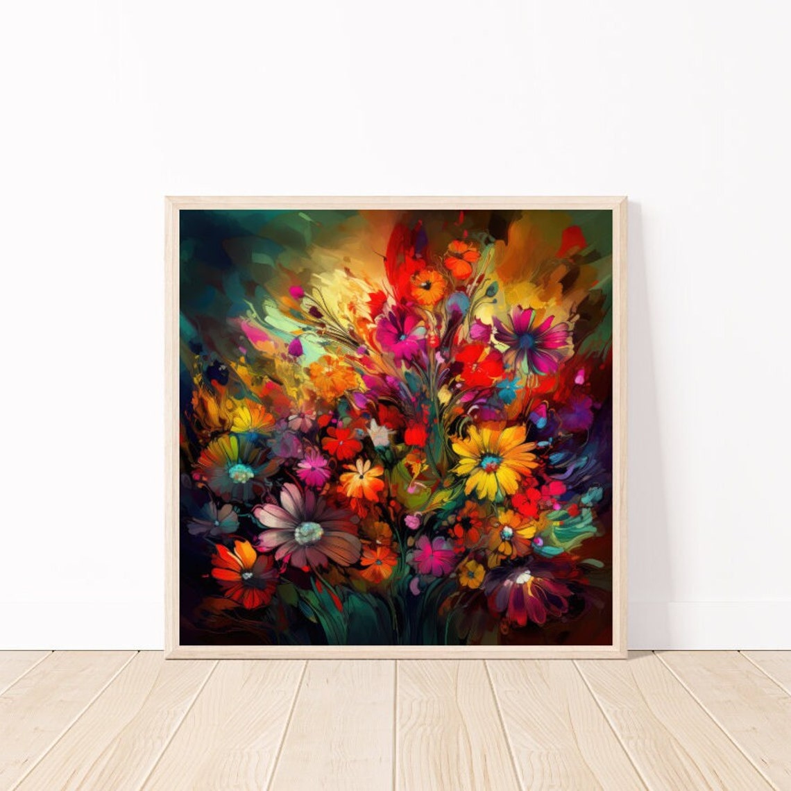 Colorful Abstract Wildflower Bouquet Bold Painterly Floral Art Poster - Image 5