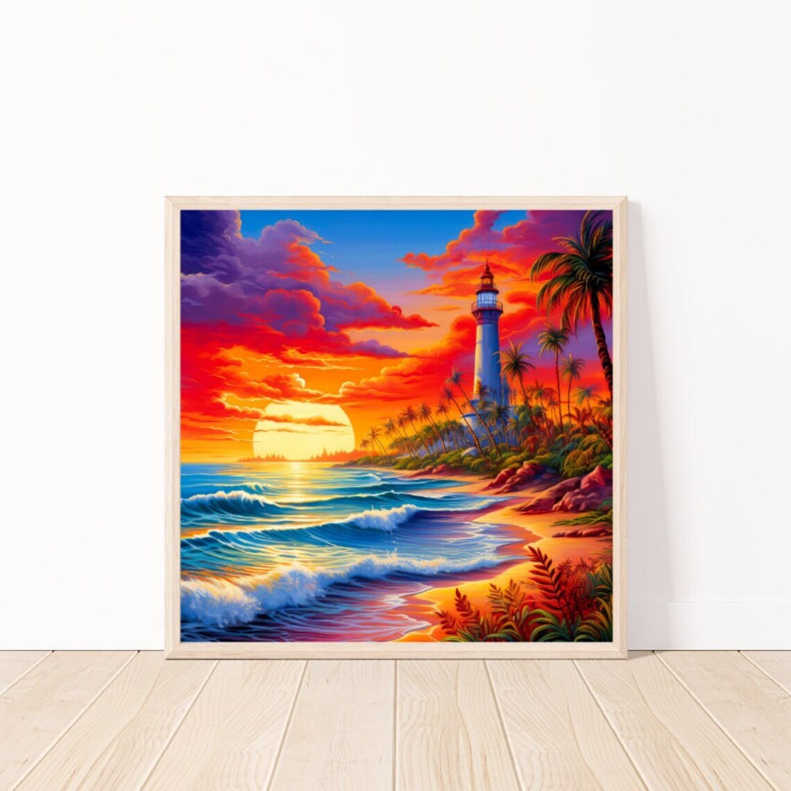 Watercolor Tropical Lighthouse, Nautical Landscape - Image 5