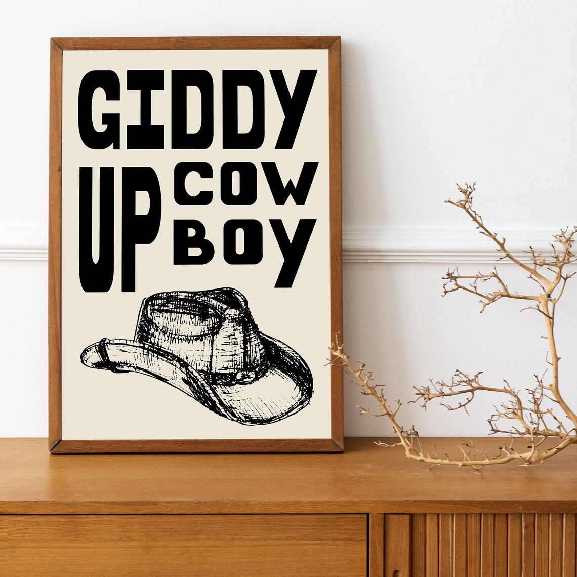 Giddy Up Cowboy Typography Poster, Western Decor - Image 3