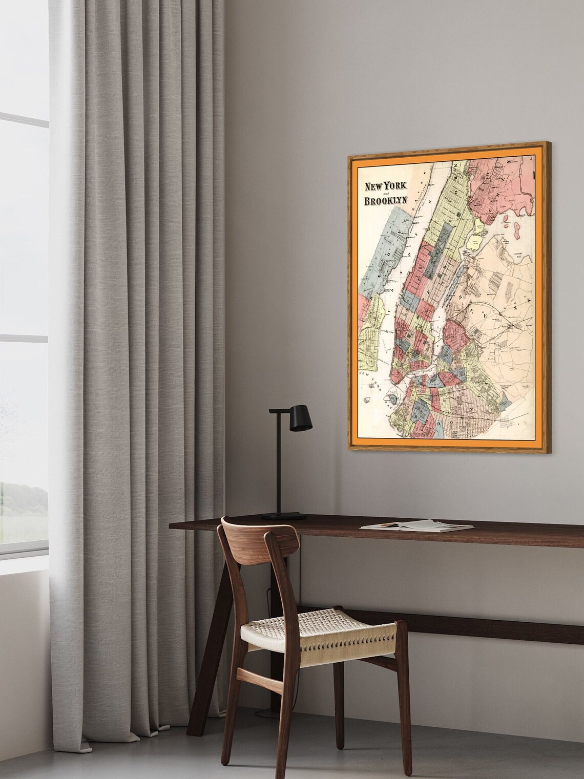 Old Map Of New York City, Vintage Antique Map - Image 5