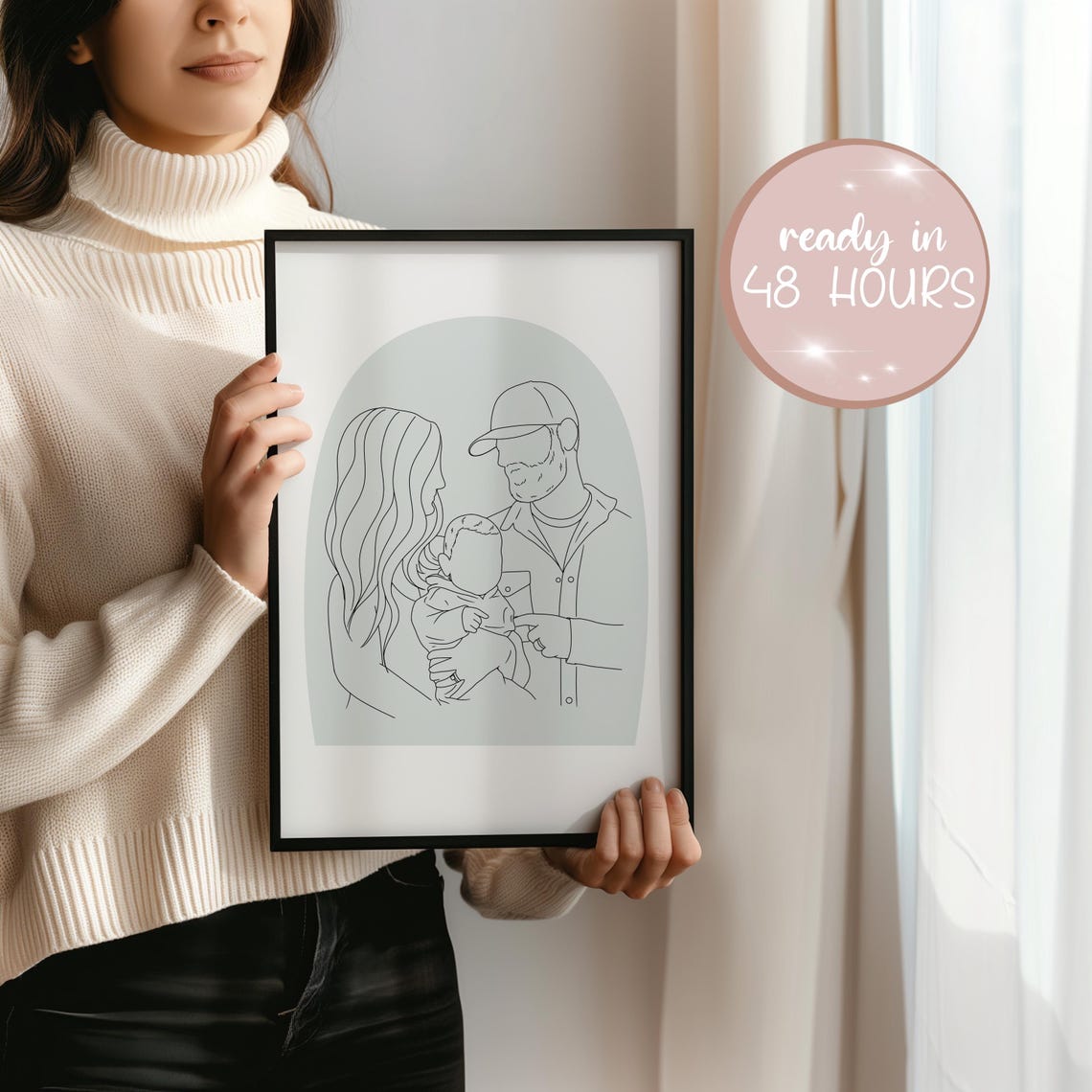 Faceless Drawing Outline Custom Line Drawing Portrait Drawing From Photo Personalized Gift Family Portrait