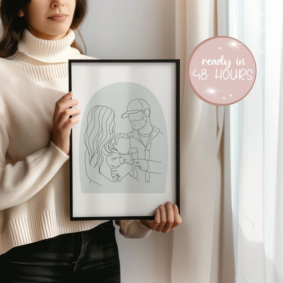 Faceless Drawing Outline Custom Line Drawing Portrait Drawing From Photo Personalized Gift Family Portrait