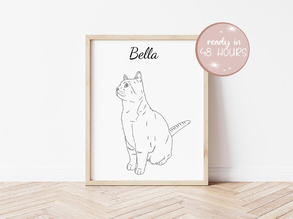 Pet Portrait Outline Pet Drawing From Photo Dog Art Cat Art Pet Outline Pet Portrait Dog Memorial Art Dog Outline