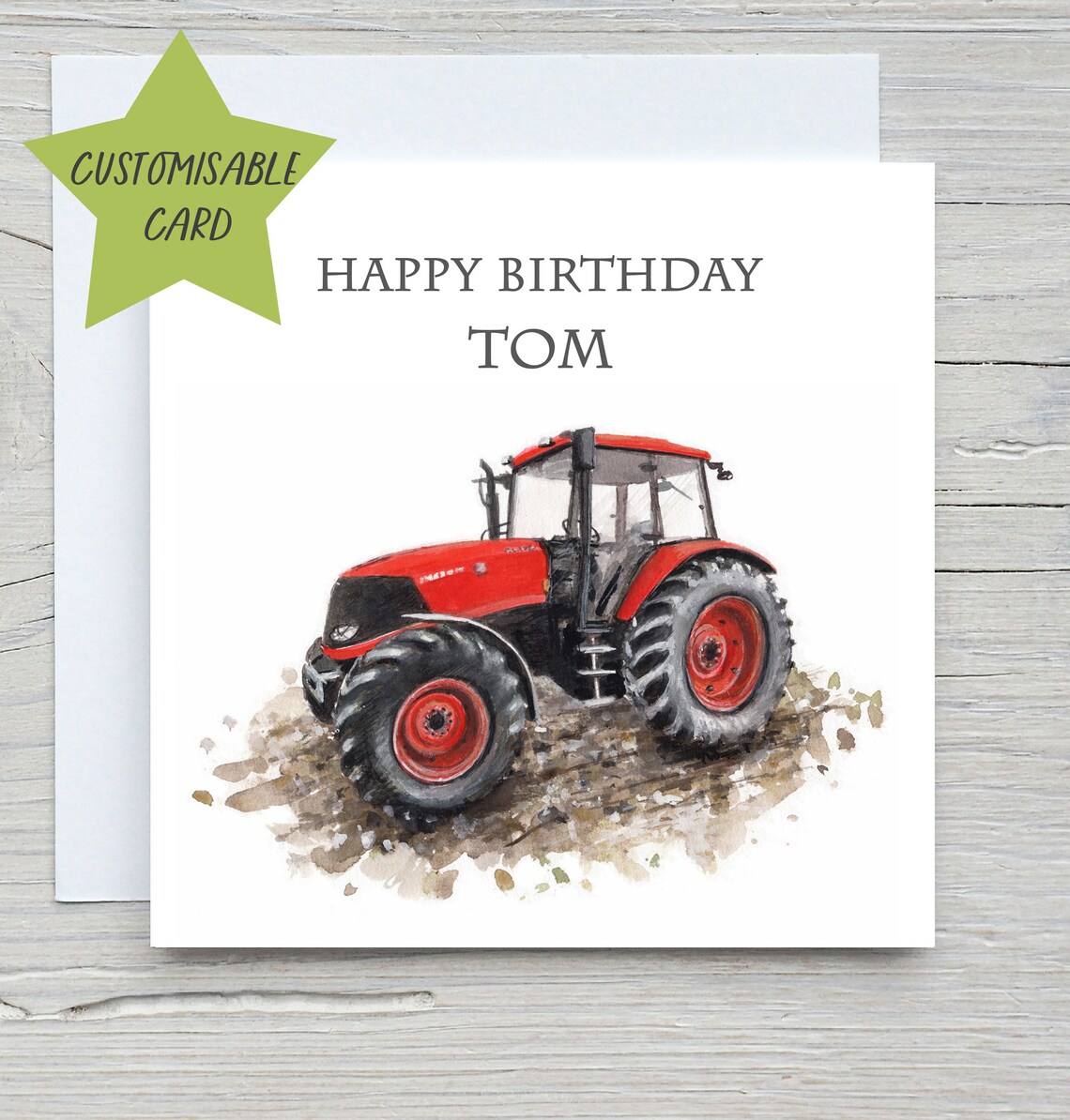 Red Tractor Personalisable Birthday Card