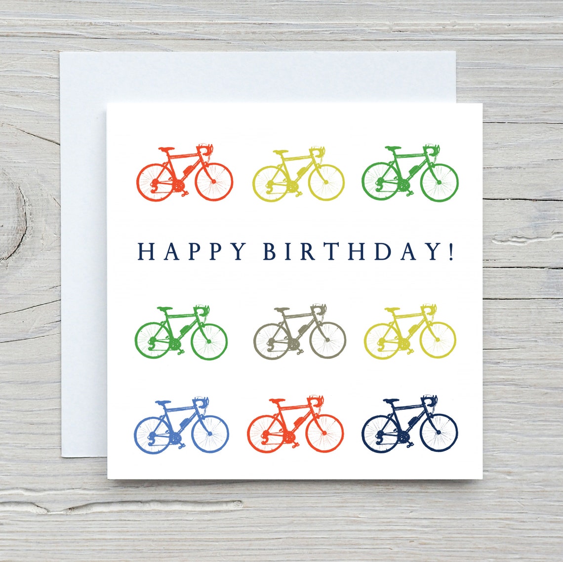Happy Birthday Colourful Road Bicycles Cycling Pattern Wall Art