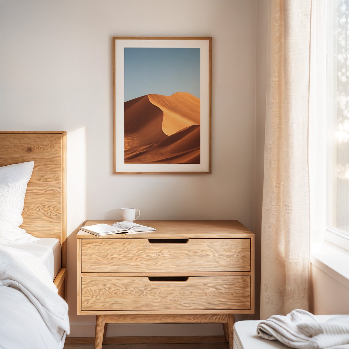 Red Desert Sand Dunes Minimalist Landscape Photography Wall Art - Image 3