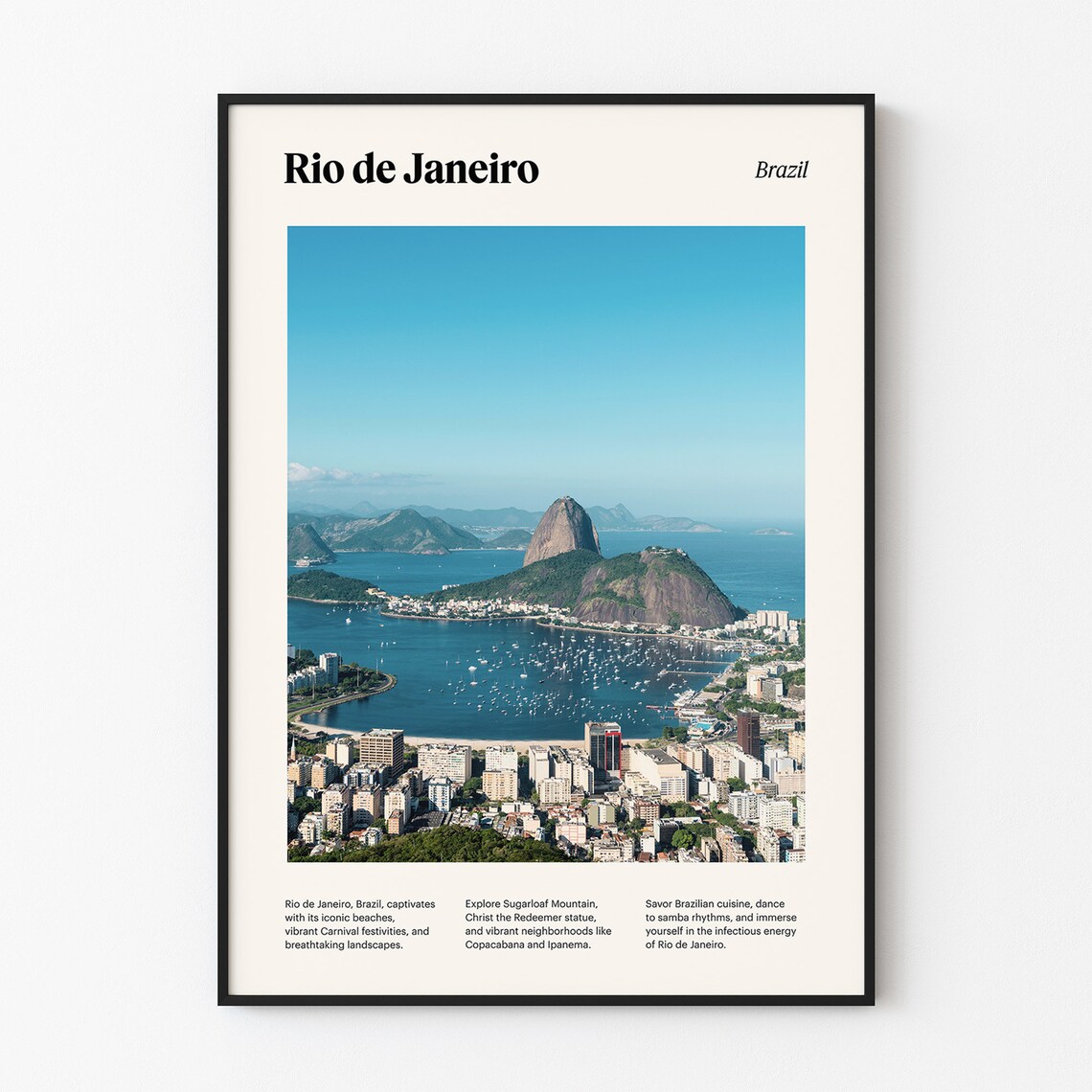Rio de Janeiro Sugarloaf Mountain Guanabara Bay View Travel Poster - Image 4