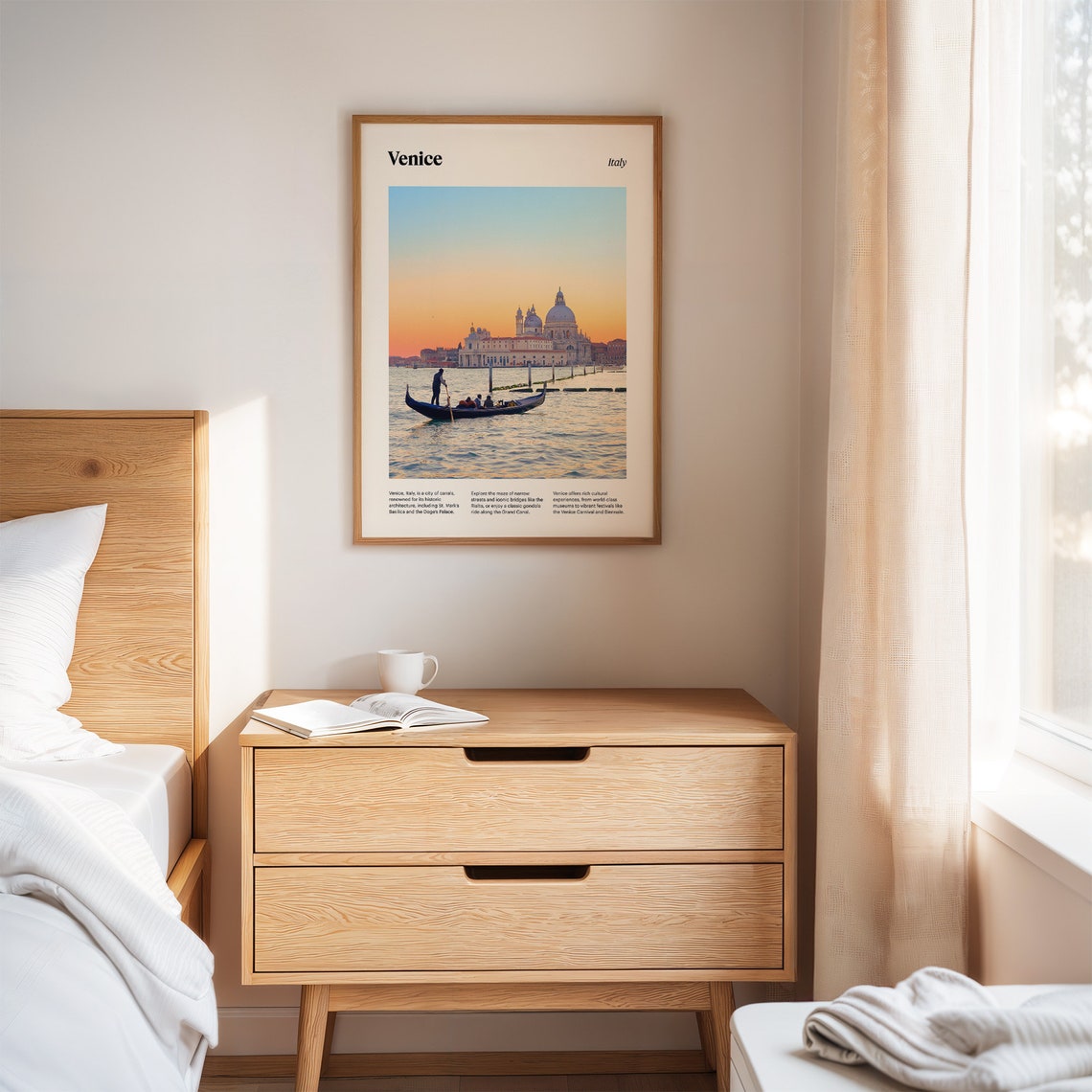 Venice Travel Poster Canal City Skyline Print Venice Wall Art Italian Cityscape Venice Photography Canal View Art Venice Art - Image 2