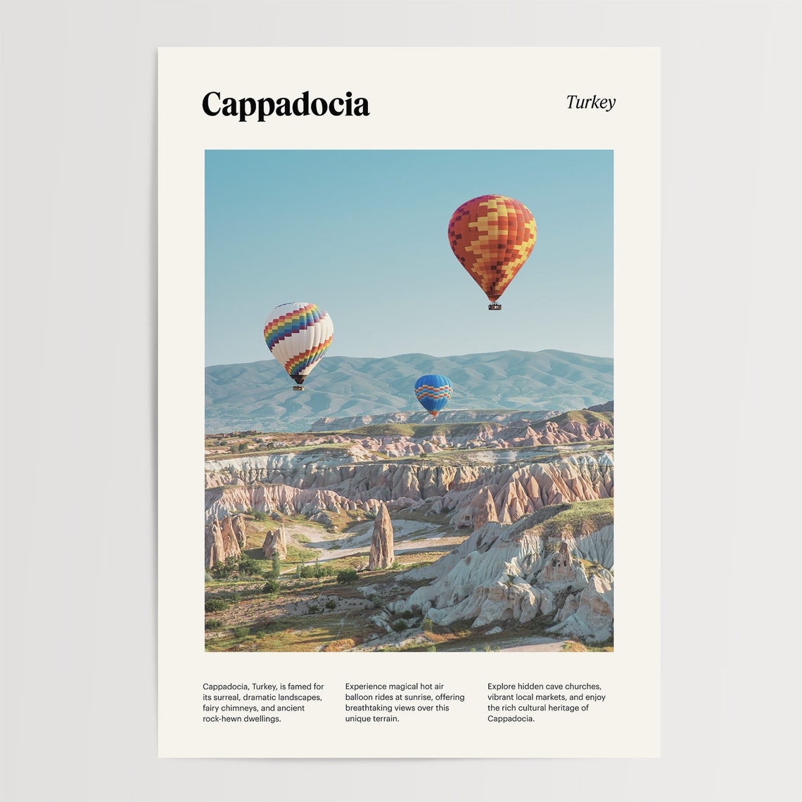 Cappadocia Turkey Hot Air Balloons Over Fairy Chimneys Poster - Image 4
