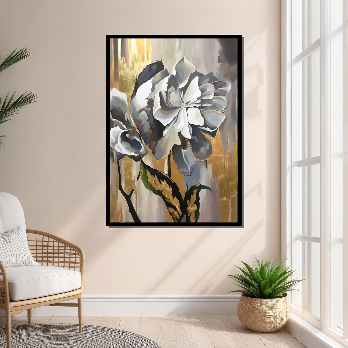 Elegant White Rose, Modern Floral Art Print - Image 5