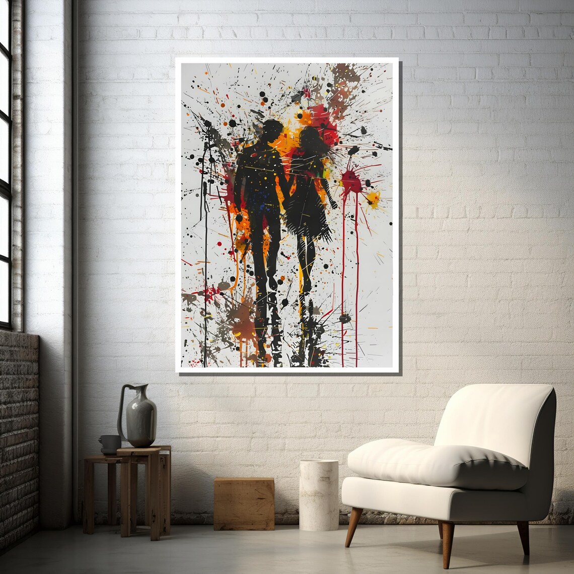 Silhouette Couple Abstract Art, Modern Love - Image 3