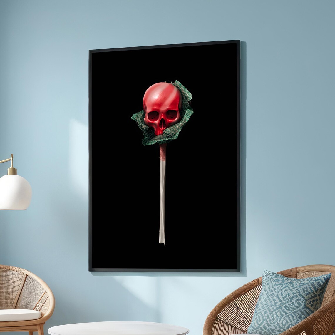Red Skull Lollipop, Surreal Pop Art Decor