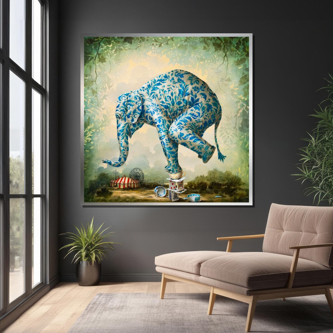Surreal Elephant by Kevin Sloan, Whimsical Art Print - Image 4