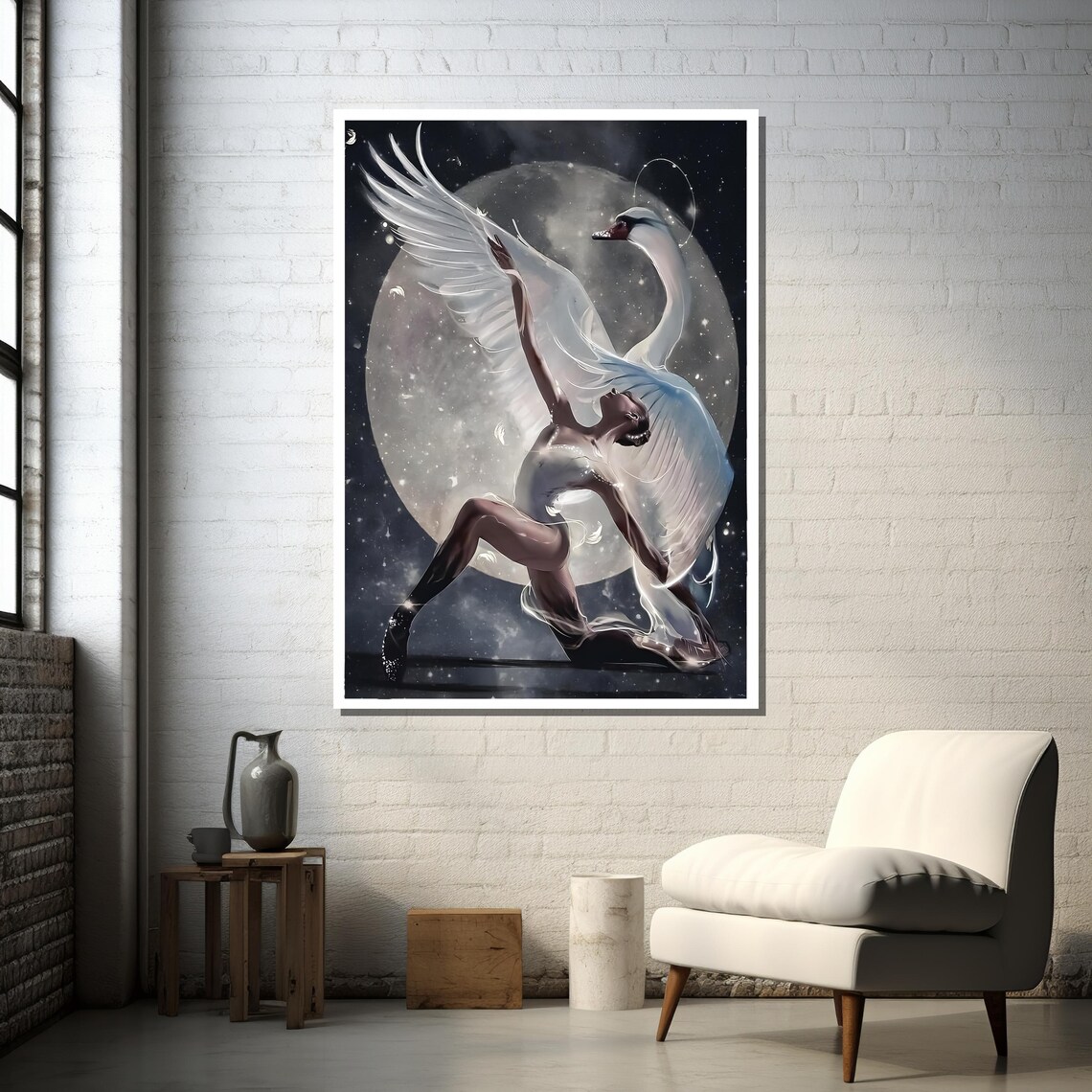 Celestial Ballerina With Swan, Ethereal Ballet Art - Image 5
