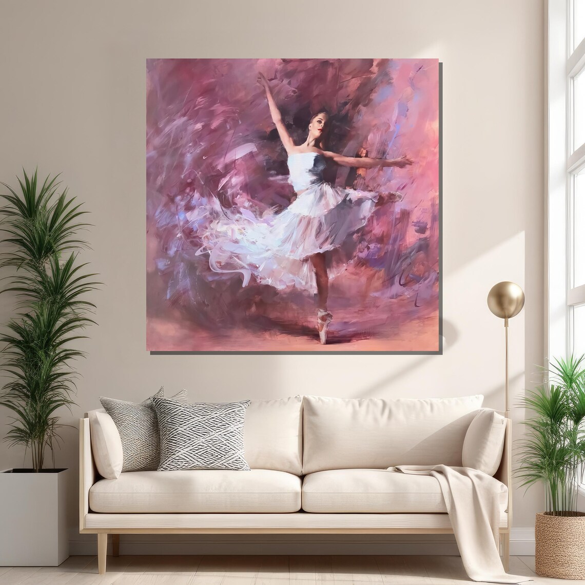 Elegant Ballerina in White, Abstract Dance Art - Image 2