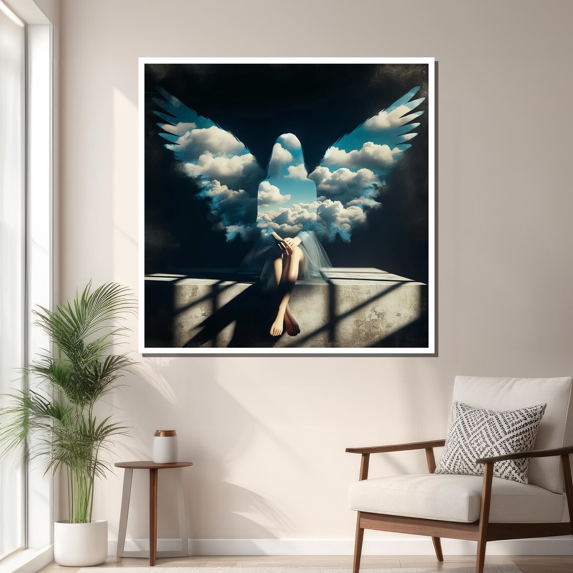 Surreal Angelic Cloud Art Print, Ethereal Figure - Image 3