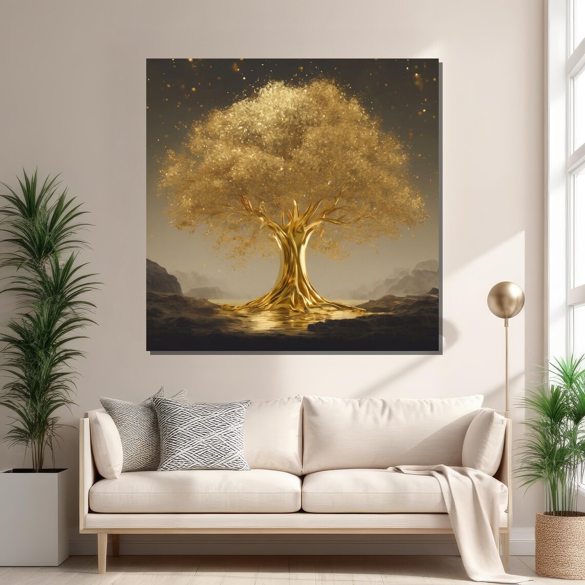Golden Tree Of Life, Modern Nature-Inspired Decor - Image 2