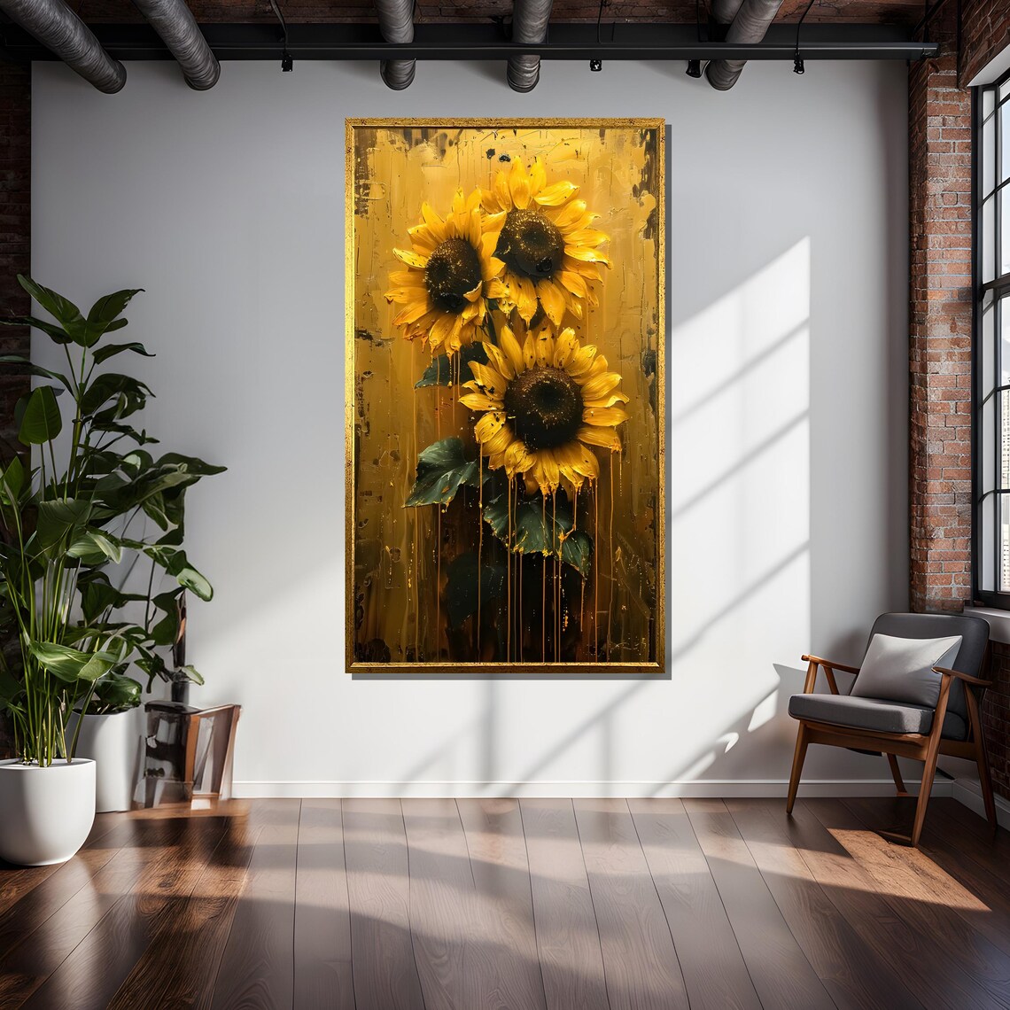 Sunflowers With Dripping Paint, Bold Floral Art Print - Image 5