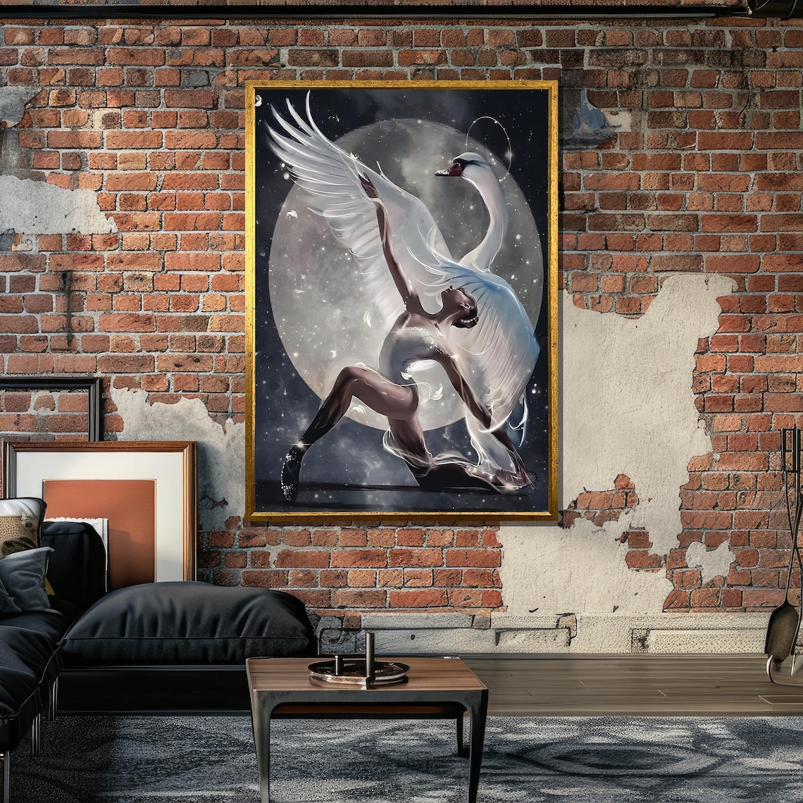 Celestial Ballerina With Swan, Ethereal Ballet Art - Image 4