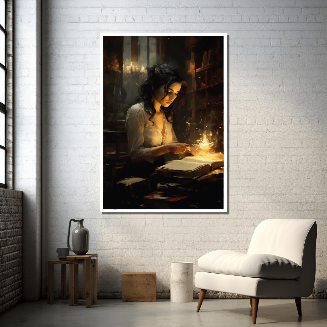 Magical Scholar Art Print, Mystical Library Decor - Image 4