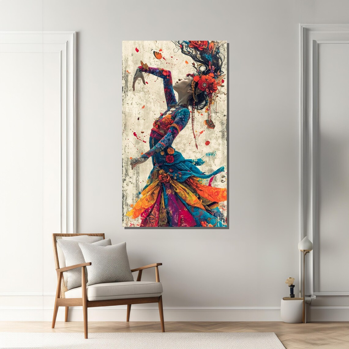 Dancing Woman With Floral Dress, Art Nouveau Print - Image 2
