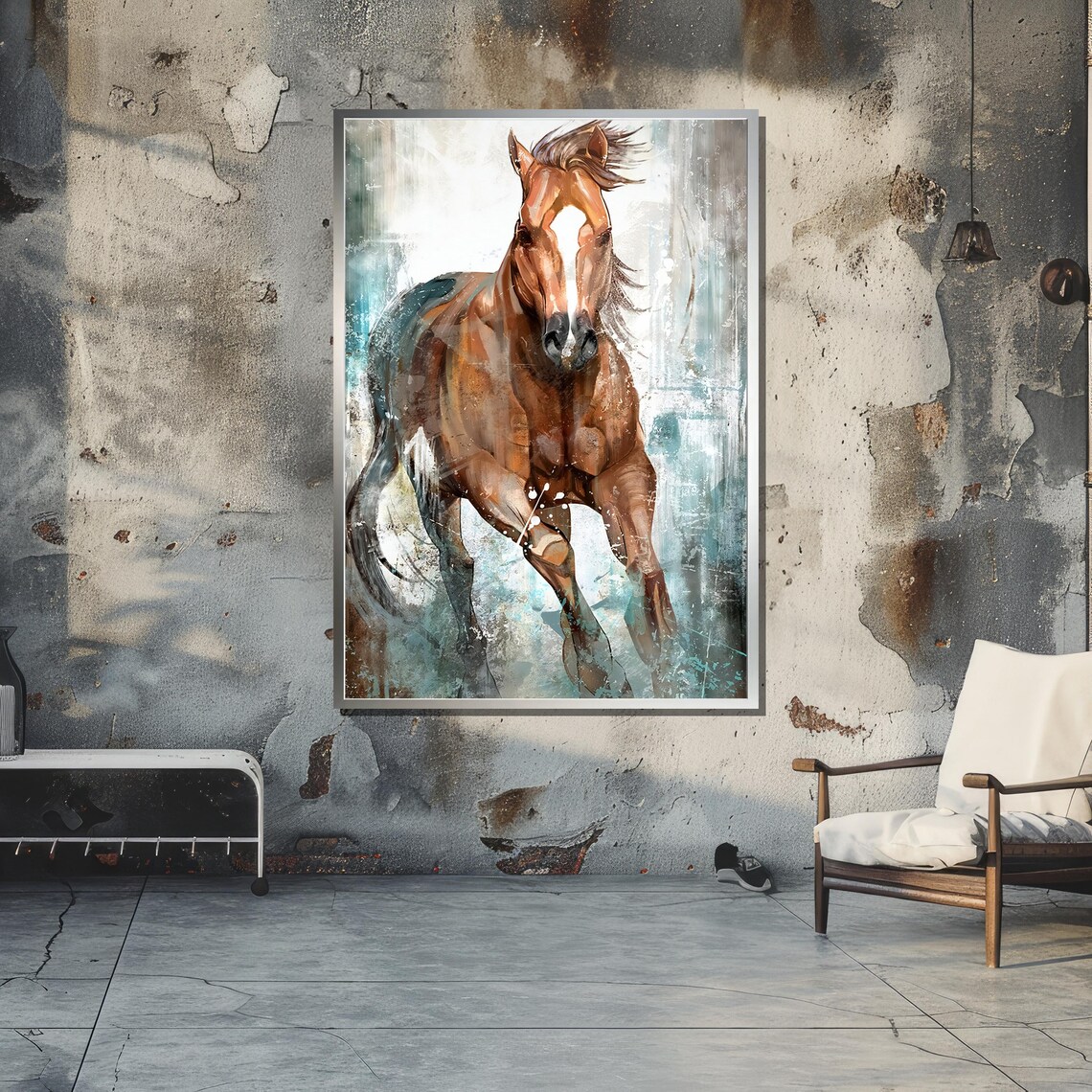 Running Horse Art Print, Abstract Animal Decor - Image 5