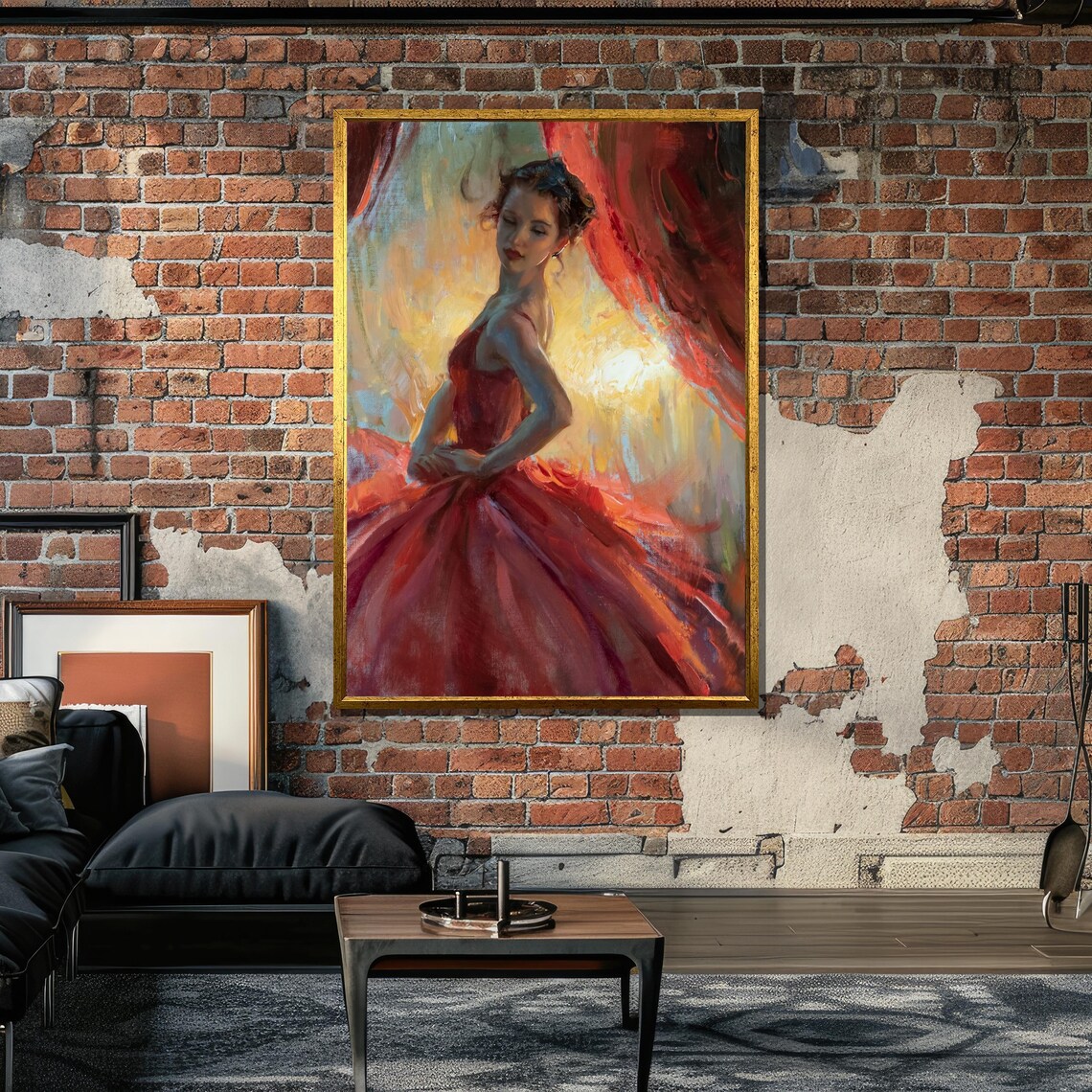 Elegant Woman In Red Gown, Romantic Art Print - Image 6