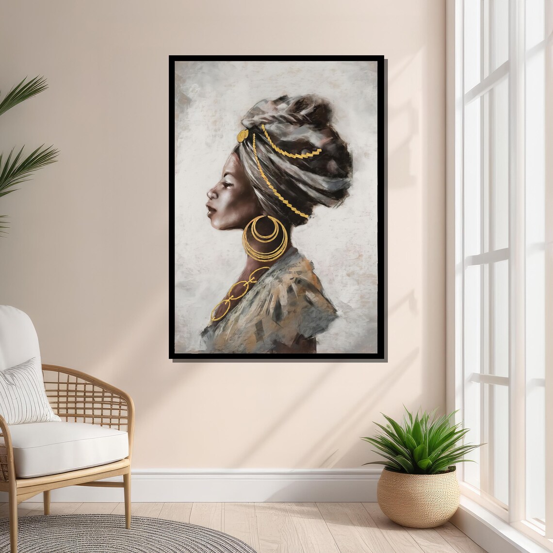 Elegant African Woman Portrait, Modern Ethnic Decor - Image 4