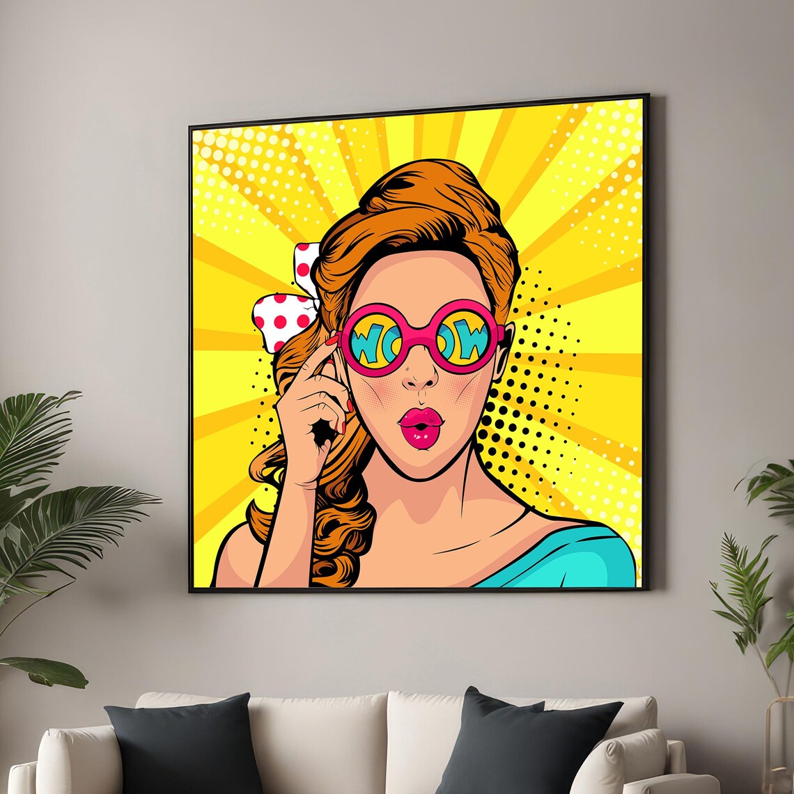 Retro Pop Art Woman WOW Sunglasses Bold Comic Book Style Poster